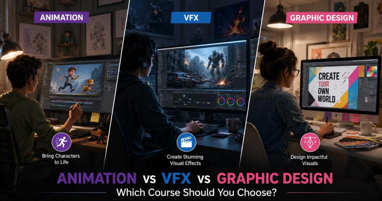 Animation vs VFX vs Graphic Design: Which Course Should You Choose? Animation vs VFX vs Graphic Design